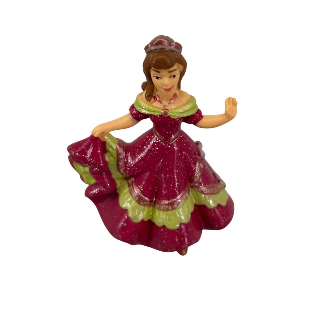 2008 PVC Papo Lilac Princess 3.5in Doll Figure #39043 Brunette Pink Green Dress